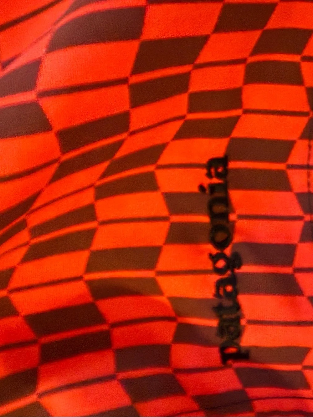 Patagonia Red and Black Geometric Swim Board Shorts